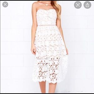 Lulu’s White Lace Midi Dress